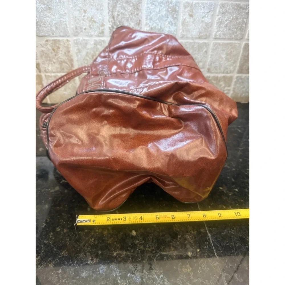 Vtg Wilson Faux Vegan Brown Leather Sports Duffle Carry On Gym Travel Bag RARE